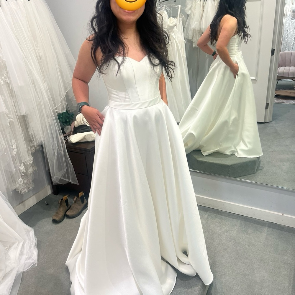 Ariamo Mikado Satin Wedding White Strapless Gown Dress